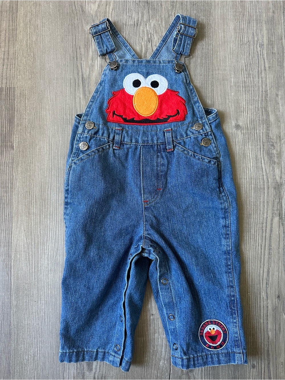 Elmo Vintage Denim Overalls for Kids - Blue